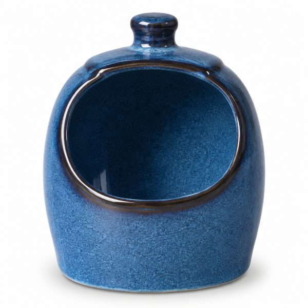 Skandi Home Kusta navy reactive glaze ceramic salt pig, front view