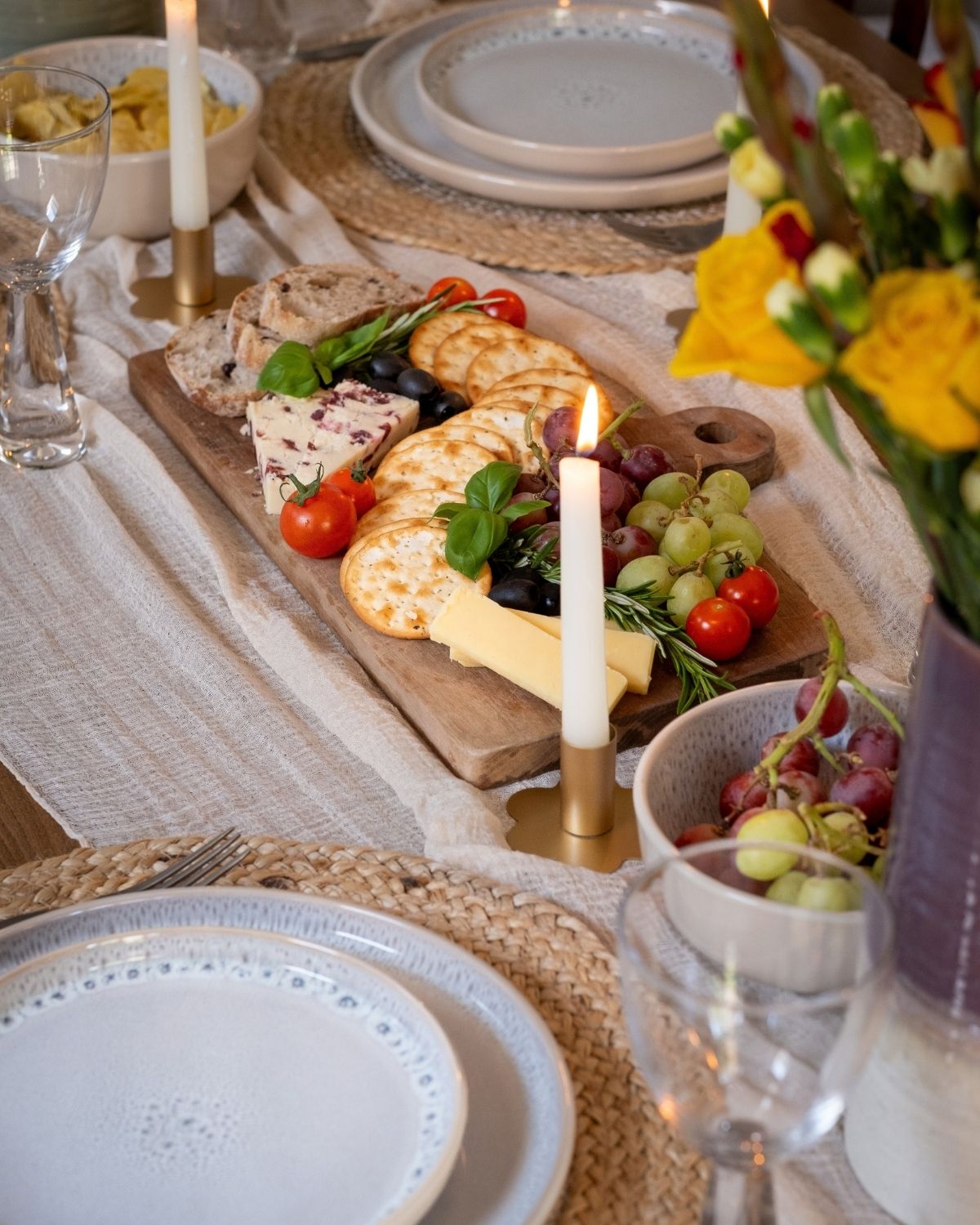 How to Create a Cosy Autumn Table: Seasonal Styling for Your Home | Upper Street Home Candlelit autumn table with Stockholm Oatmeal reactive glaze tableware