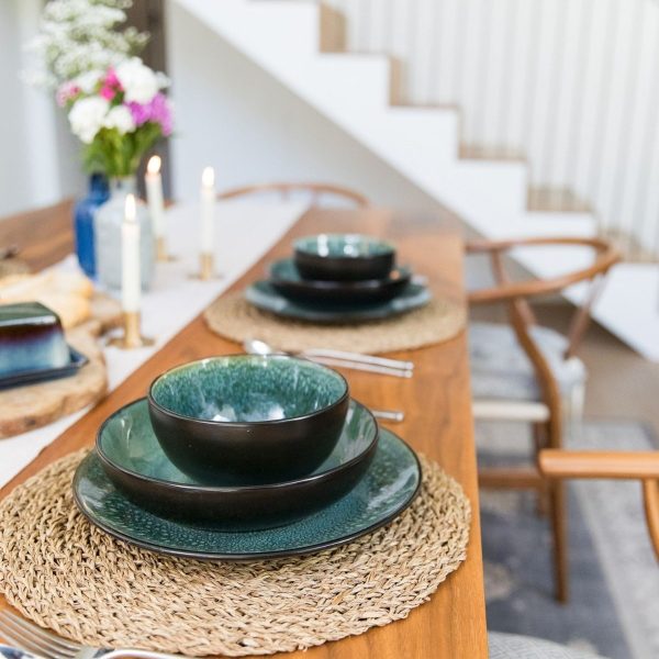 Christmas Gifts | Upper Street Home Autumn table with Rivah Green reactive glaze tableware, seen from the other end