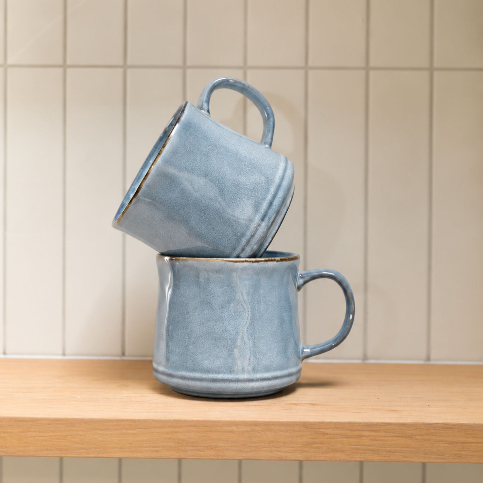 Scandi Home Vega Large Ceramic Coffee Mugs, Set of 2, 600ml, Powder Blue Reactive Glaze | Upper Street Home Scandi Home Vega Large Ceramic Coffee Mugs, Set of 2, 600ml, Powder Blue Reactive Glaze - Image 3