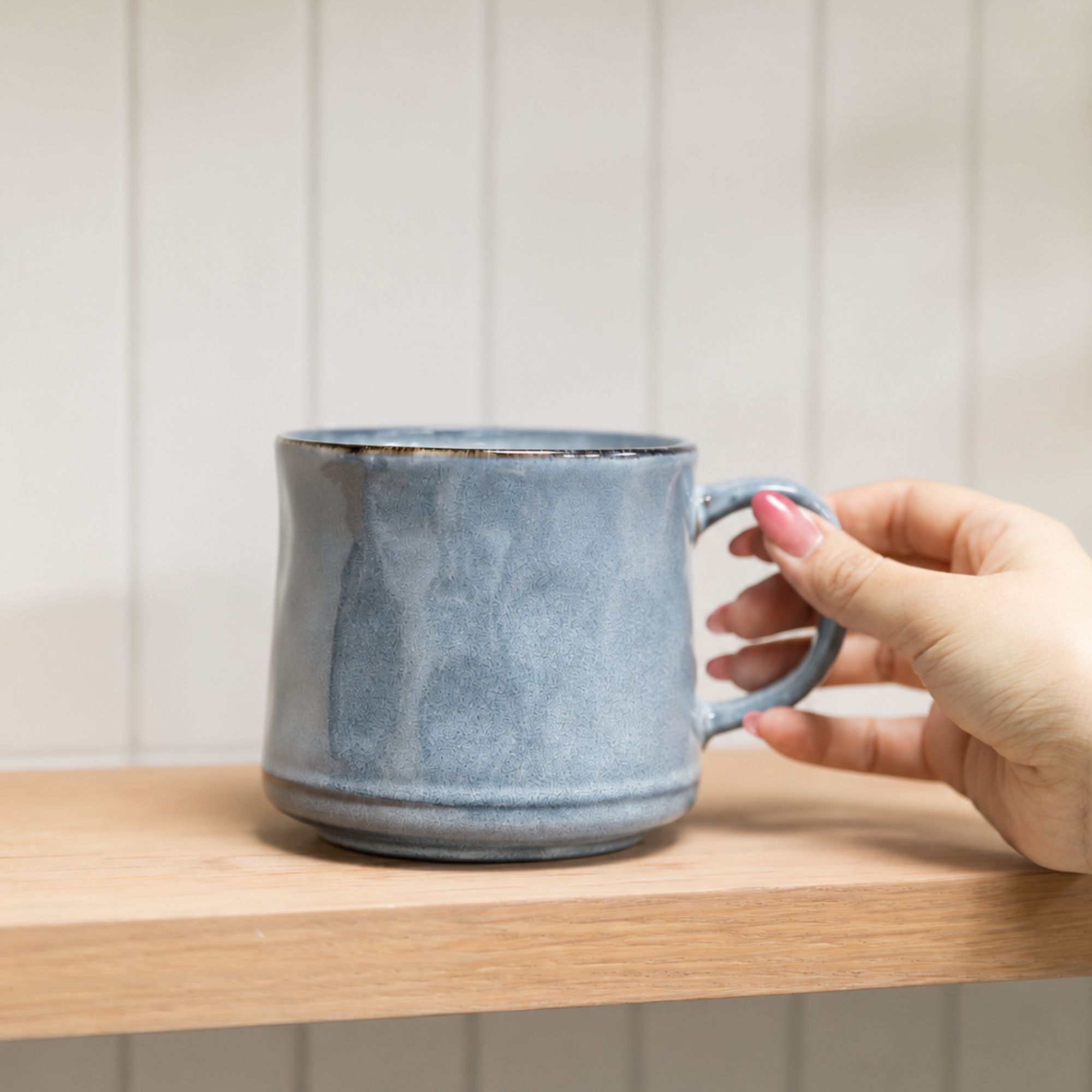 Scandi Home Vega Large Ceramic Coffee Mugs, Set of 2, 600ml, Powder Blue Reactive Glaze | Upper Street Home Scandi Home Vega Large Ceramic Coffee Mugs, Set of 2, 600ml, Powder Blue Reactive Glaze - Image 4
